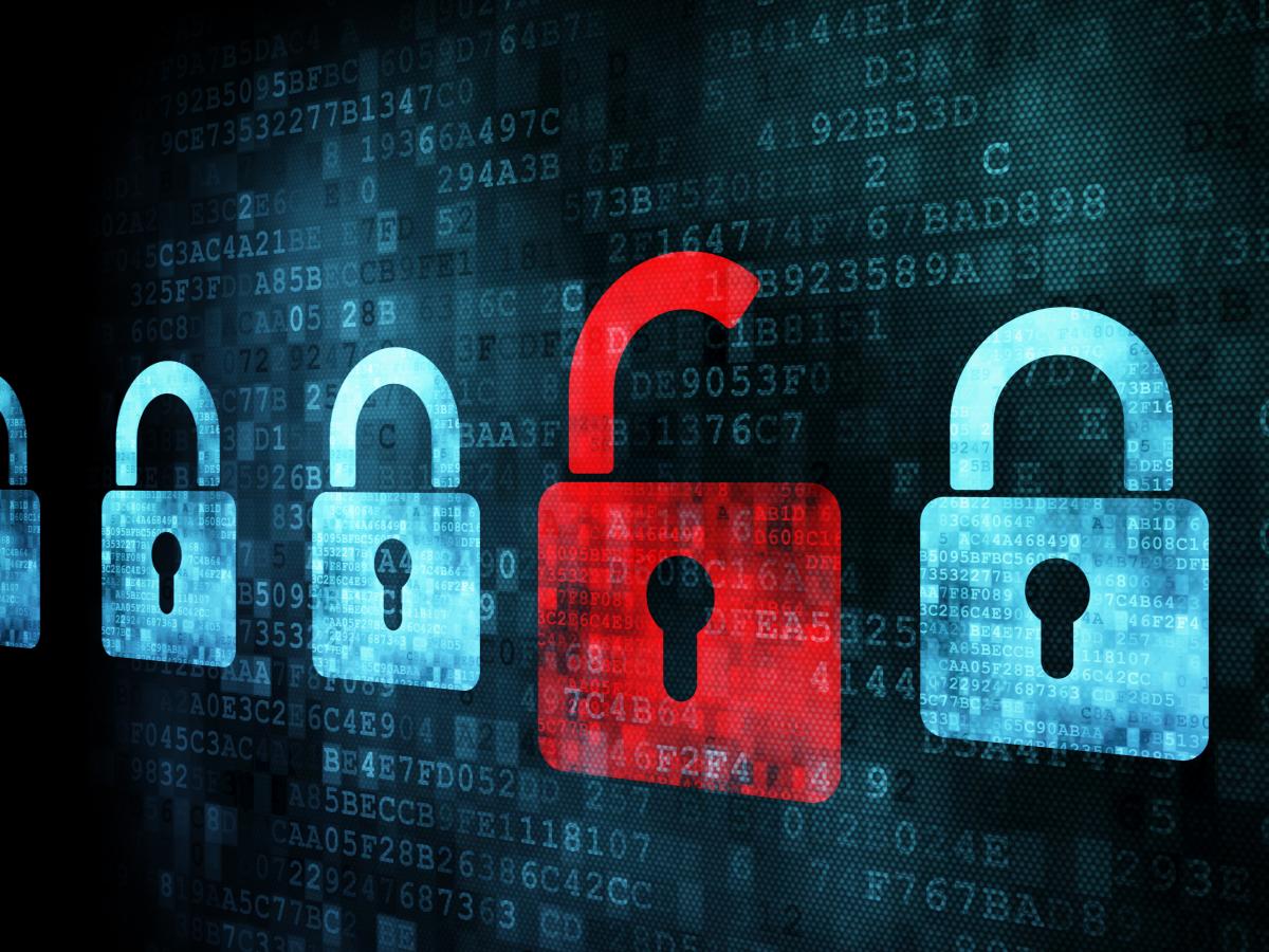 Cybersecurity image of padlocks and code